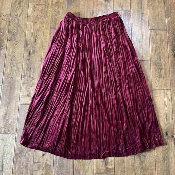 VINTAGE Victoria Morgan Womens Plus Sz 16 Burgundy Velour Blouse & Skirt Set - Picture 2 of 11